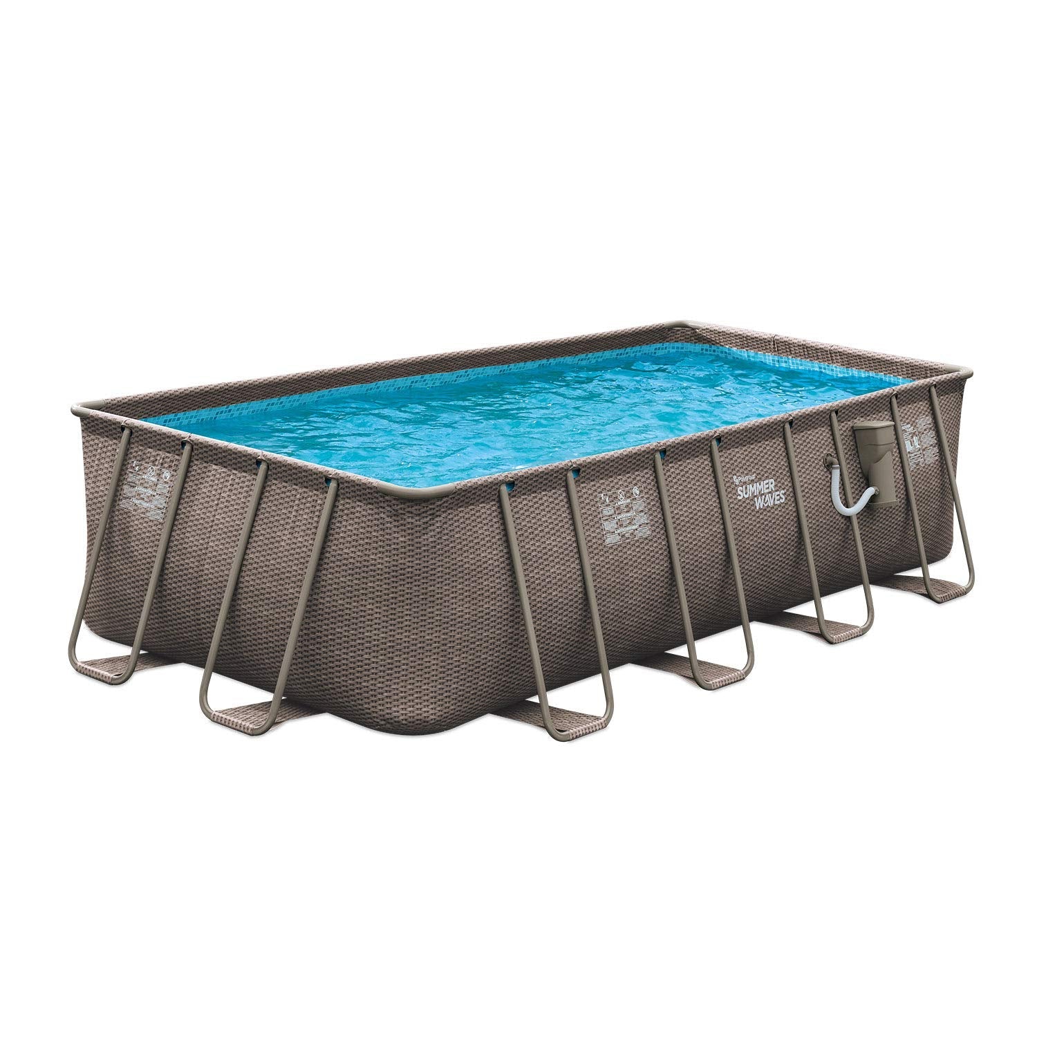 Summer Waves 18 Foot x 9 Foot x 52 Inch Above Ground Outdoor Rectangle Frame Swimming Pool Set
