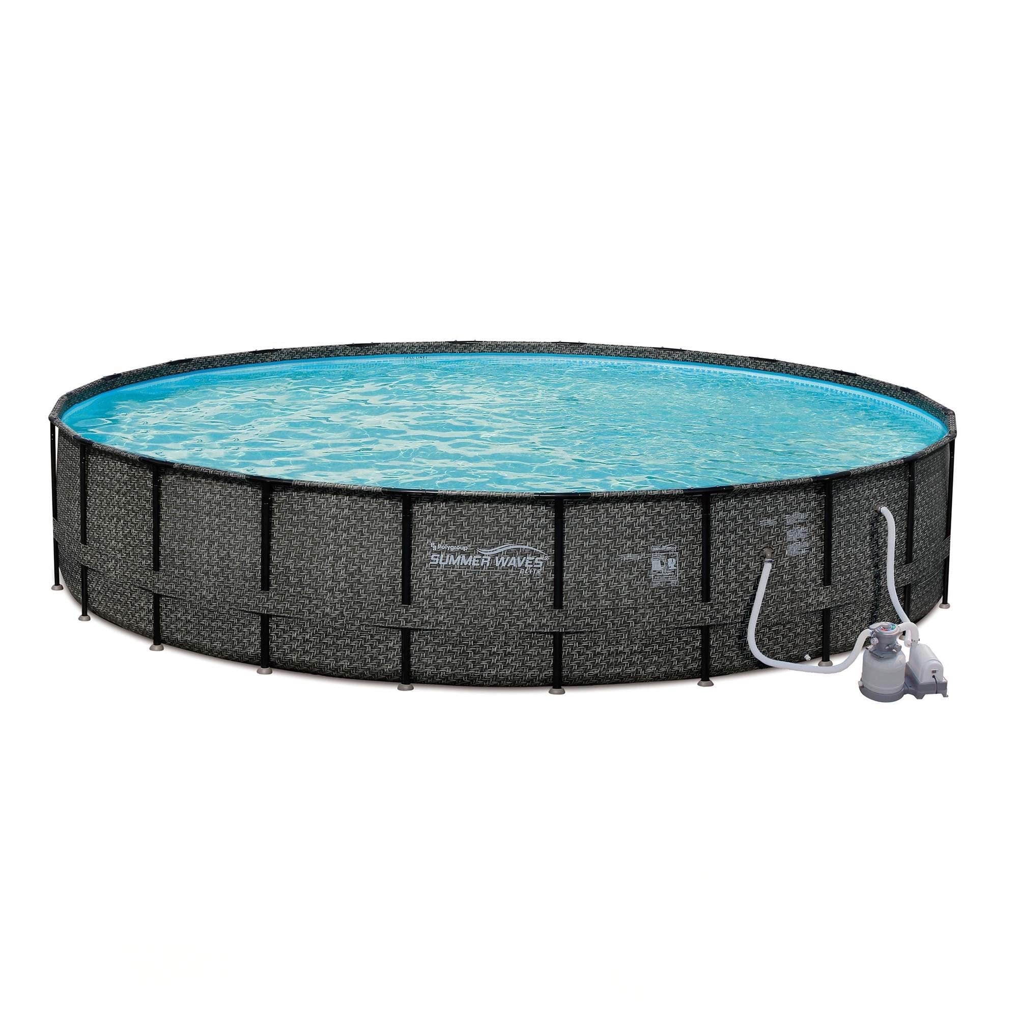 Summer Waves P4A024521 24ft x 52in Elite Round Above Ground Frame Outdoor Swimming Pool Set