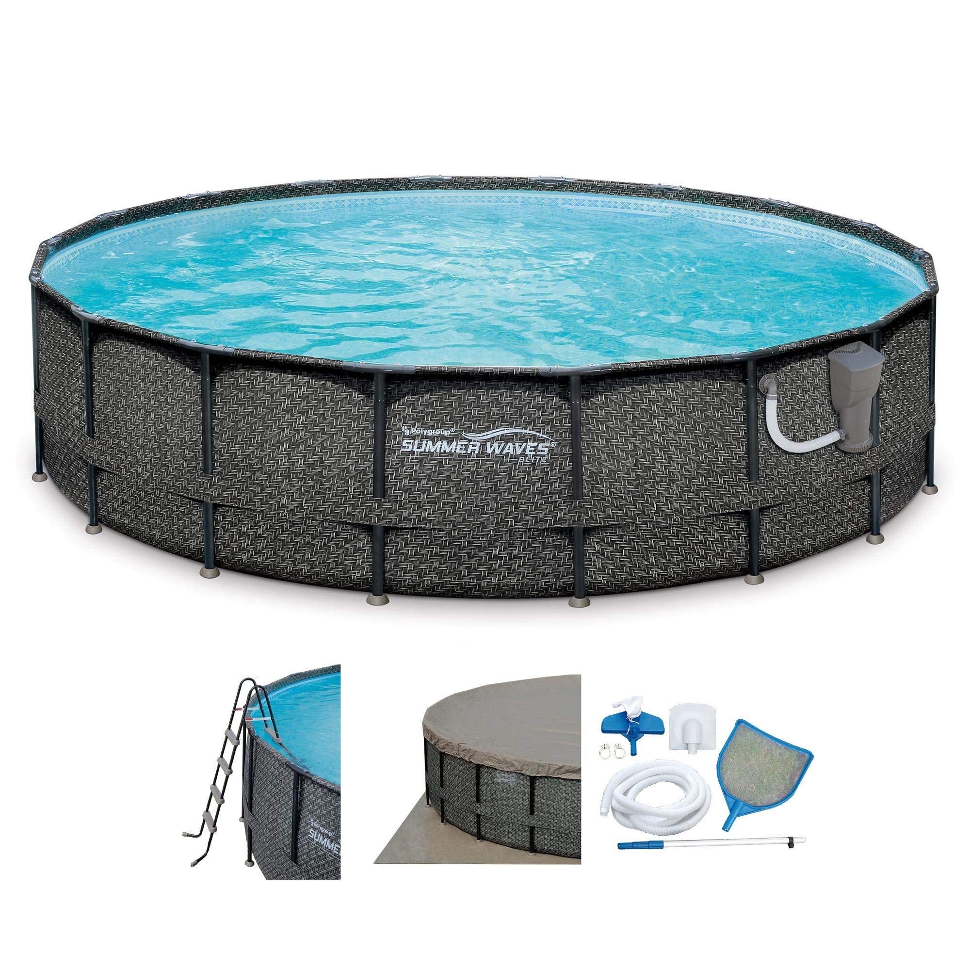 Summer Waves Elite P4A02048B 20ft x 48in Above Ground Frame Swimming Pool Set
